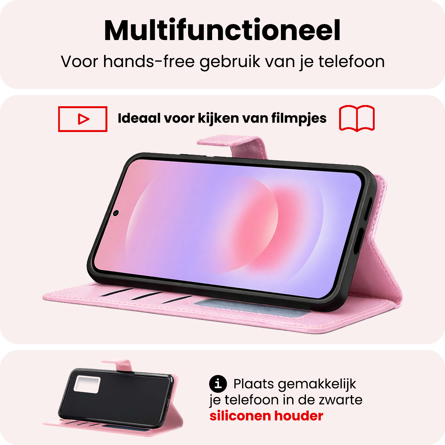 NoXx NoXx Samsung Galaxy A37 Hoesje Bookcase Met 2x Screenprotector - Lichtroze