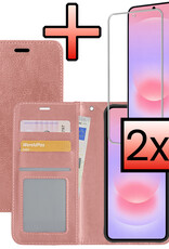 NoXx NoXx Samsung Galaxy A37 Hoesje Bookcase Met 2x Screenprotector - Rose Goud