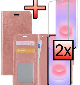 NoXx NoXx Samsung Galaxy A37 Hoesje Bookcase Met 2x Screenprotector - Rose Goud