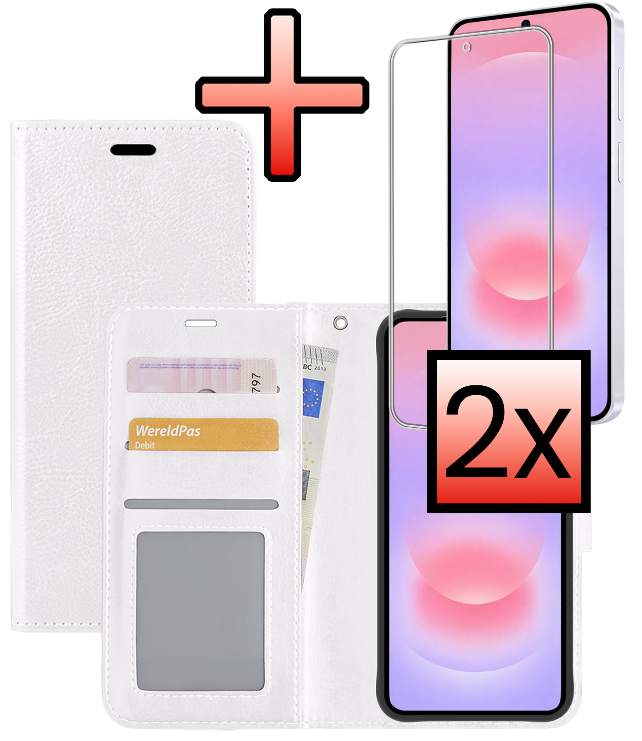 NoXx NoXx Samsung Galaxy A37 Hoesje Bookcase Met 2x Screenprotector - Wit