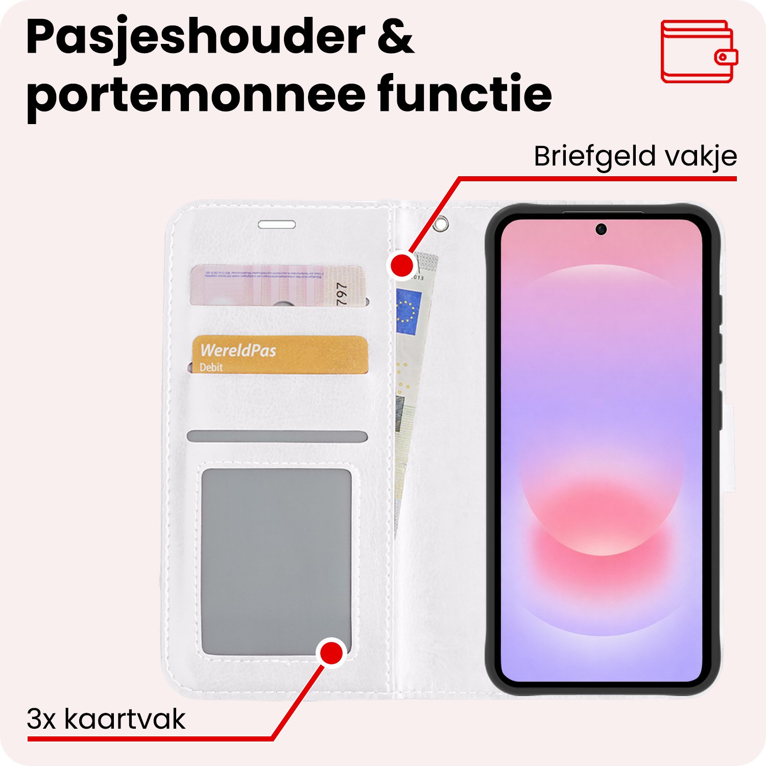 NoXx NoXx Samsung Galaxy A37 Hoesje Bookcase Met 2x Screenprotector - Wit
