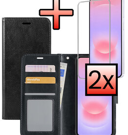 NoXx NoXx Samsung Galaxy A37 Hoesje Bookcase Met 2x Screenprotector - Zwart
