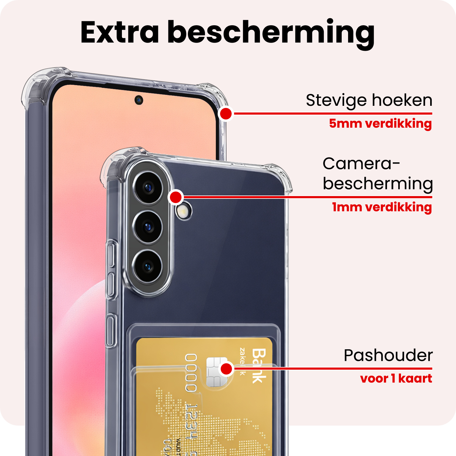 NoXx NoXx Samsung Galaxy A57 Hoesje Pashouder Met Screenprotector