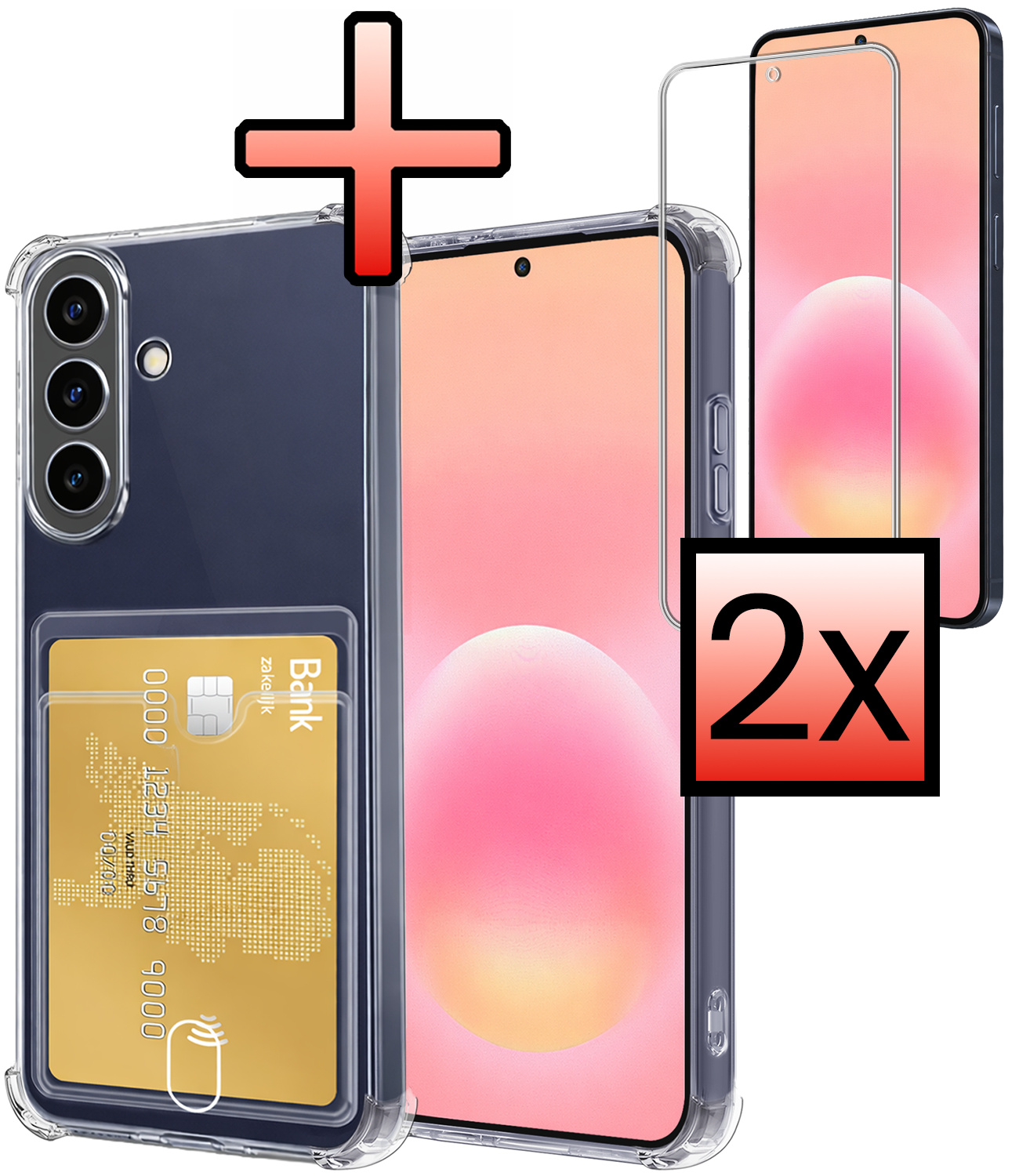 NoXx NoXx Samsung Galaxy A57 Hoesje Pashouder Met 2x Screenprotector