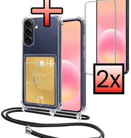 NoXx NoXx Samsung Galaxy A57 Hoesje Pashouder met Koord Met 2x Screenprotector