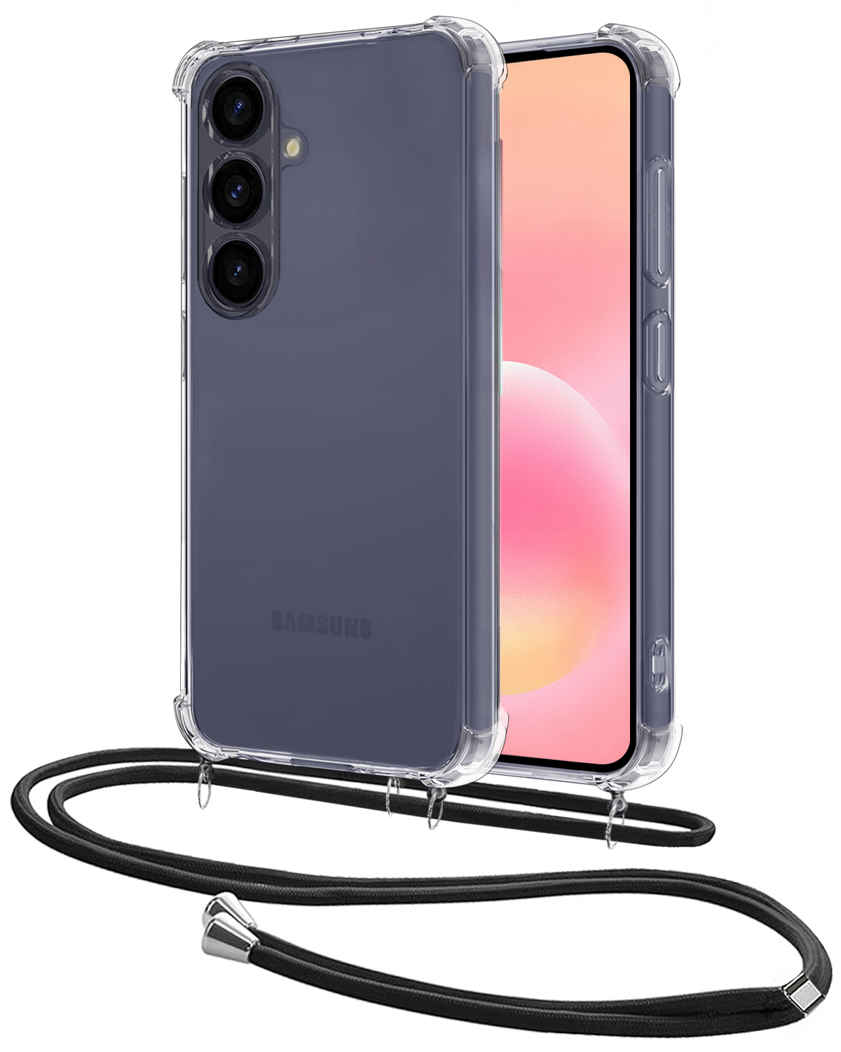 NoXx NoXx Samsung Galaxy A57 Hoesje Transparant Shockproof Met Zwart Koord