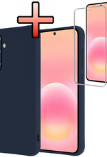 NoXx NoXx Samsung Galaxy A57 Hoesje Siliconen Met Screenprotector - Donkerblauw