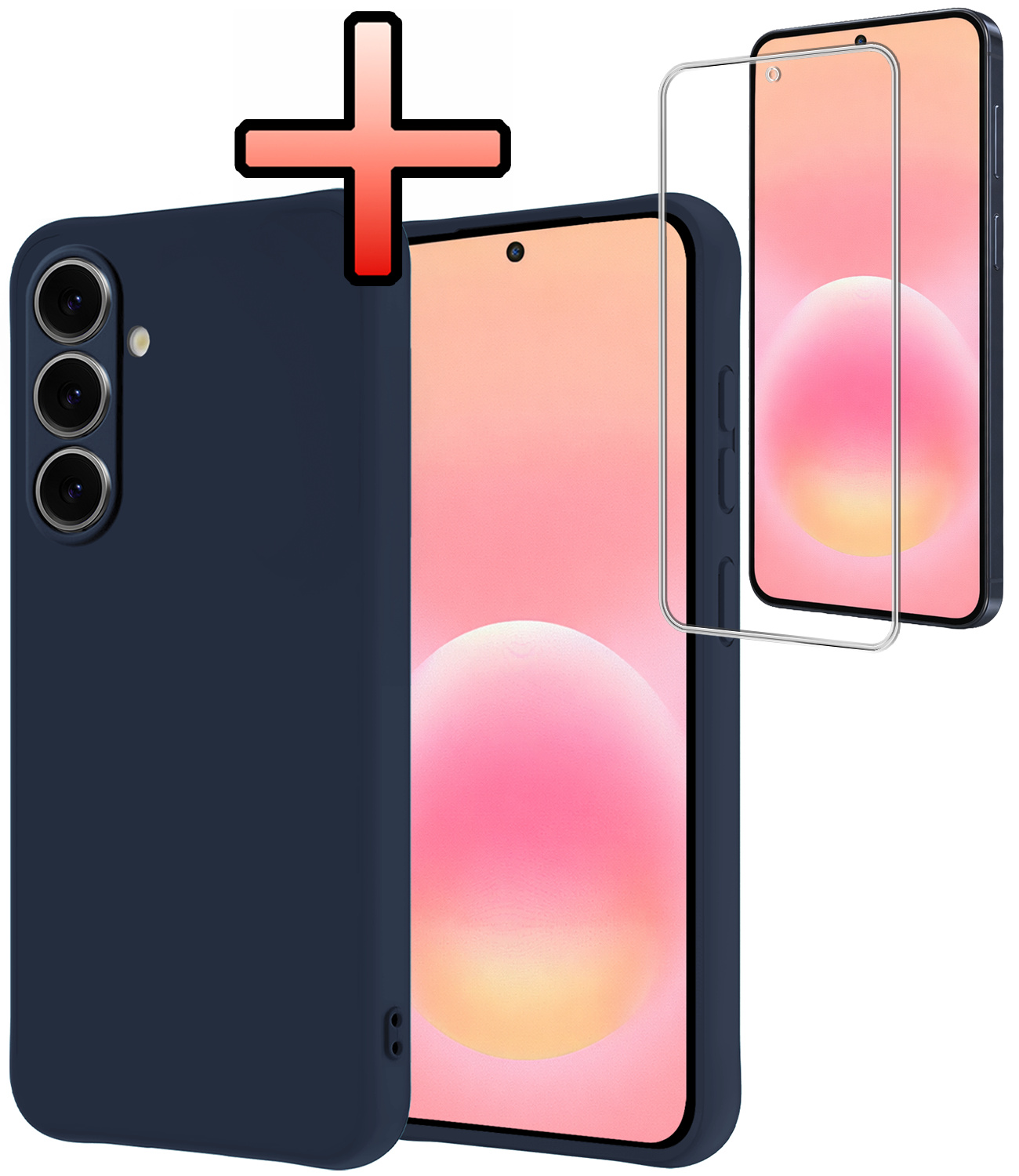 NoXx NoXx Samsung Galaxy A57 Hoesje Siliconen Met Screenprotector - Donkerblauw