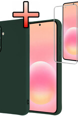 NoXx NoXx Samsung Galaxy A57 Hoesje Siliconen Met Screenprotector - Donkergroen