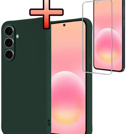 NoXx NoXx Samsung Galaxy A57 Hoesje Siliconen Met Screenprotector - Donkergroen