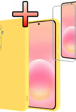 NoXx NoXx Samsung Galaxy A57 Hoesje Siliconen Met Screenprotector - Geel