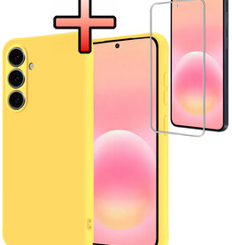 NoXx NoXx Samsung Galaxy A57 Hoesje Siliconen Met Screenprotector - Geel