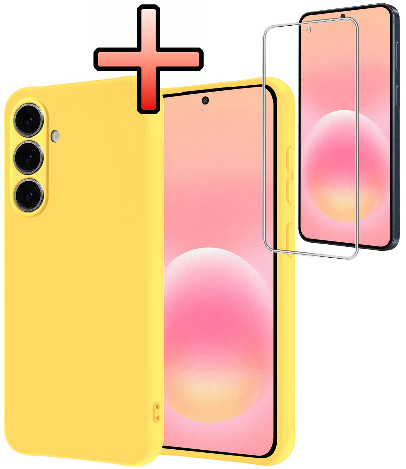 NoXx NoXx Samsung Galaxy A57 Hoesje Siliconen Met Screenprotector - Geel