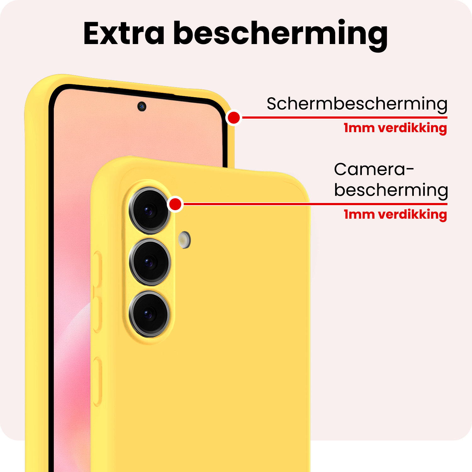 NoXx NoXx Samsung Galaxy A57 Hoesje Siliconen Met Screenprotector - Geel