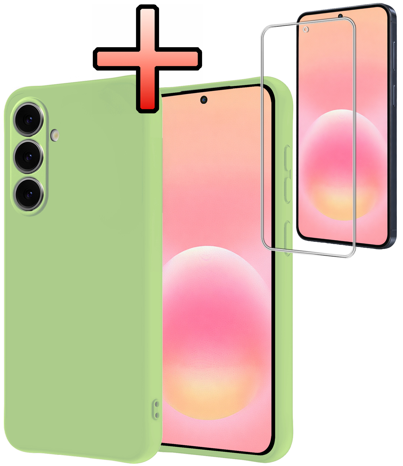 NoXx NoXx Samsung Galaxy A57 Hoesje Siliconen Met Screenprotector - Groen