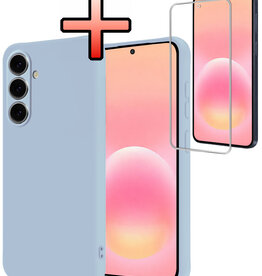 NoXx NoXx Samsung Galaxy A57 Hoesje Siliconen Met Screenprotector - Lichtblauw