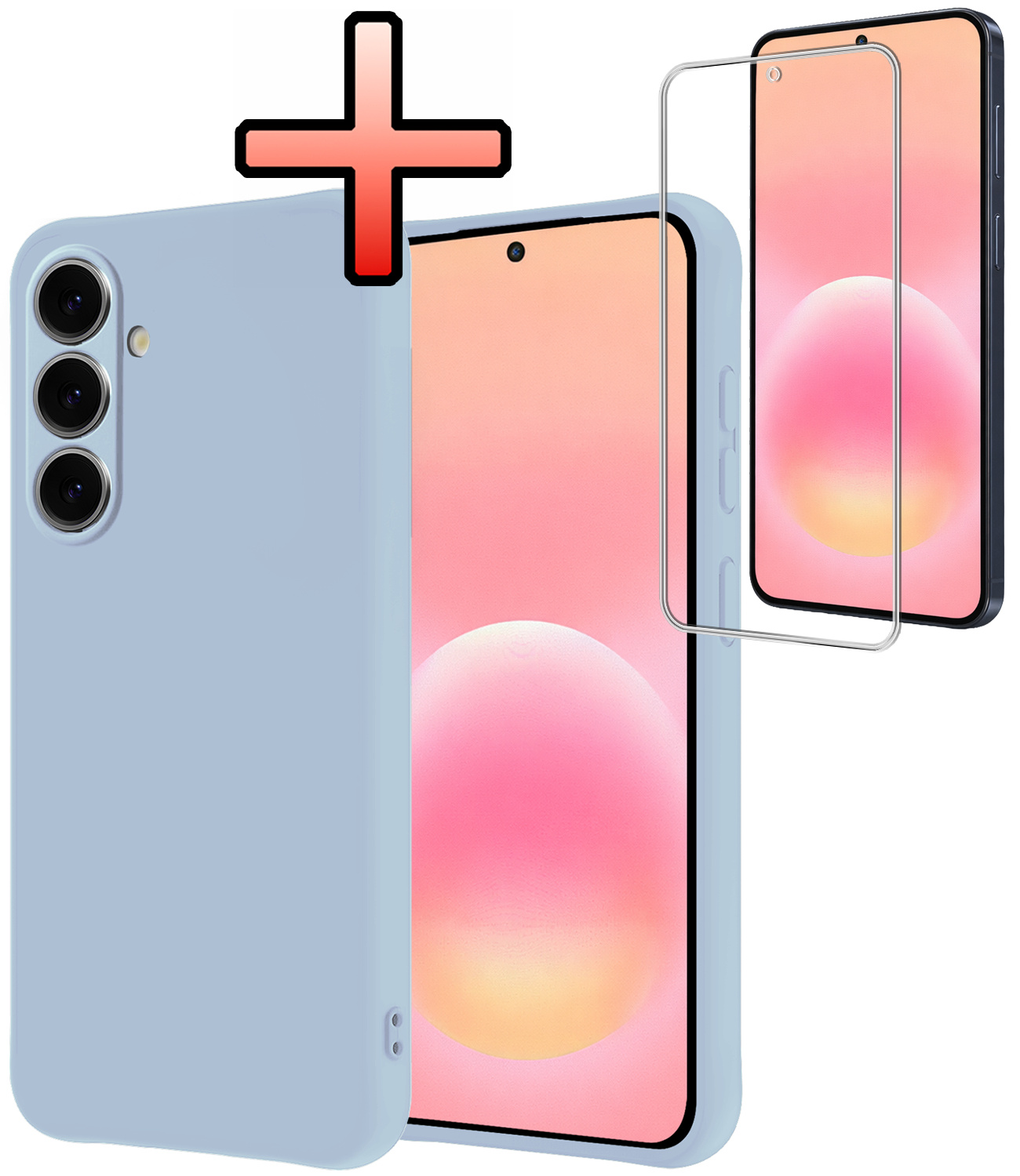 NoXx NoXx Samsung Galaxy A57 Hoesje Siliconen Met Screenprotector - Lichtblauw