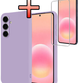 NoXx NoXx Samsung Galaxy A57 Hoesje Siliconen Met Screenprotector - Lila