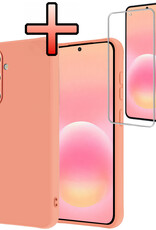 NoXx NoXx Samsung Galaxy A57 Hoesje Siliconen Met Screenprotector - Perzik