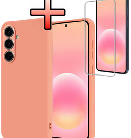 NoXx NoXx Samsung Galaxy A57 Hoesje Siliconen Met Screenprotector - Perzik