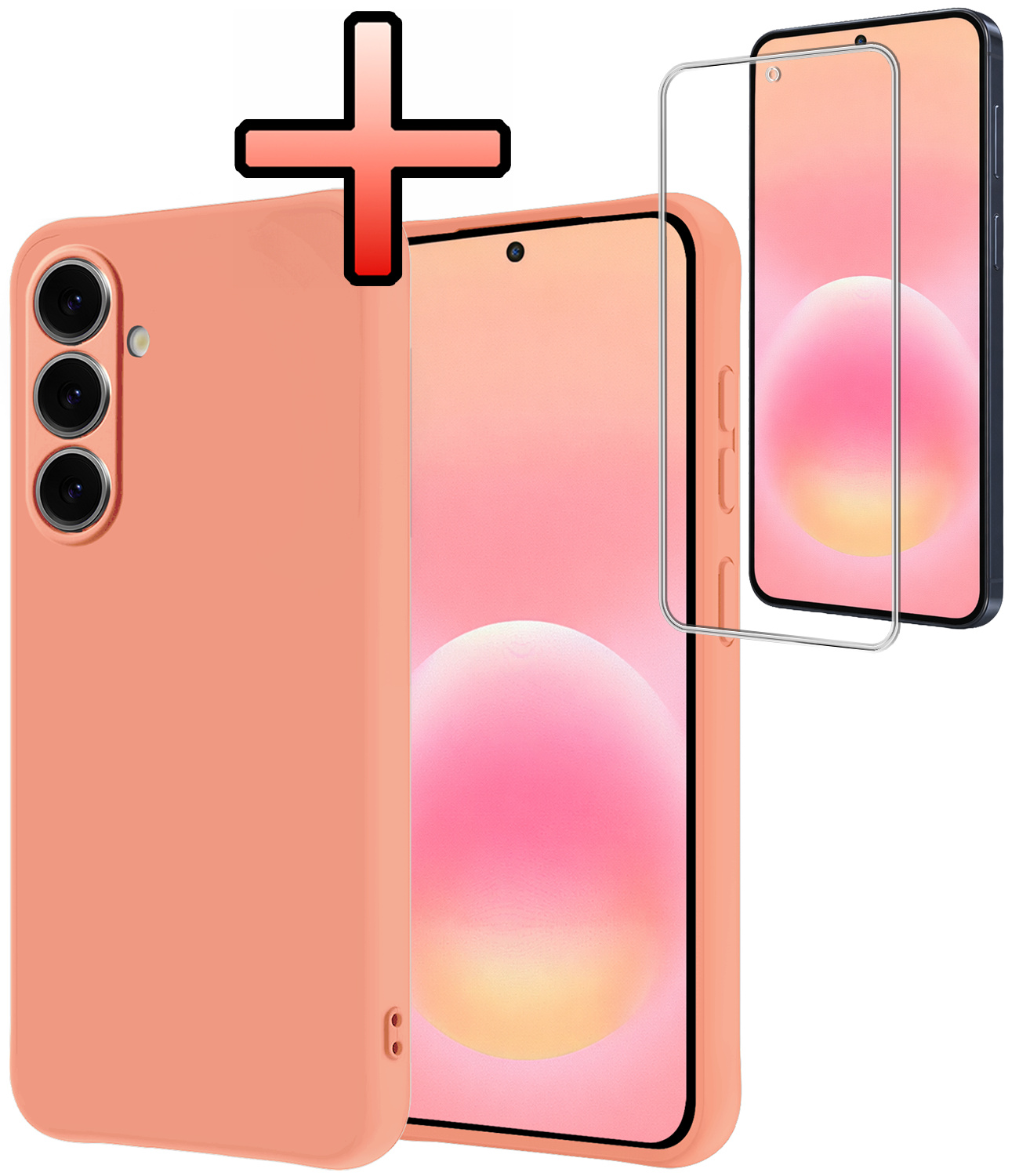 NoXx NoXx Samsung Galaxy A57 Hoesje Siliconen Met Screenprotector - Perzik