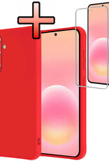 NoXx NoXx Samsung Galaxy A57 Hoesje Siliconen Met Screenprotector - Rood