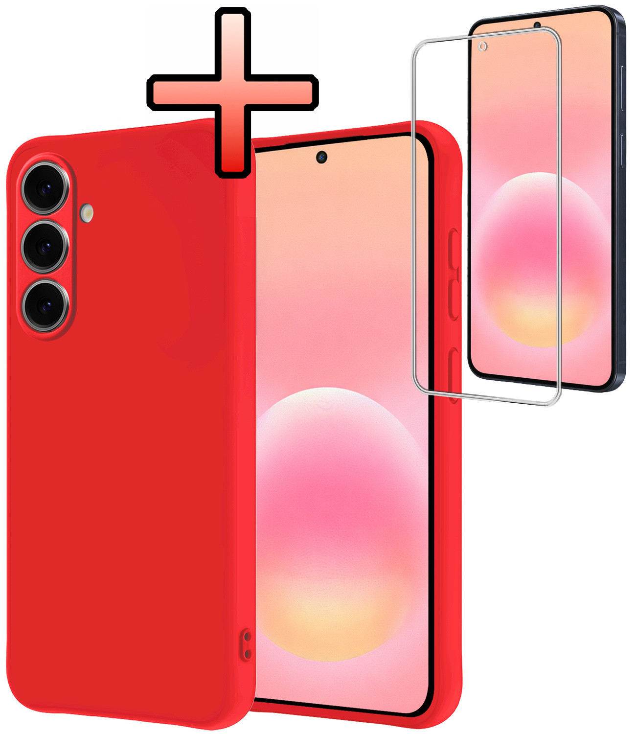 NoXx NoXx Samsung Galaxy A57 Hoesje Siliconen Met Screenprotector - Rood