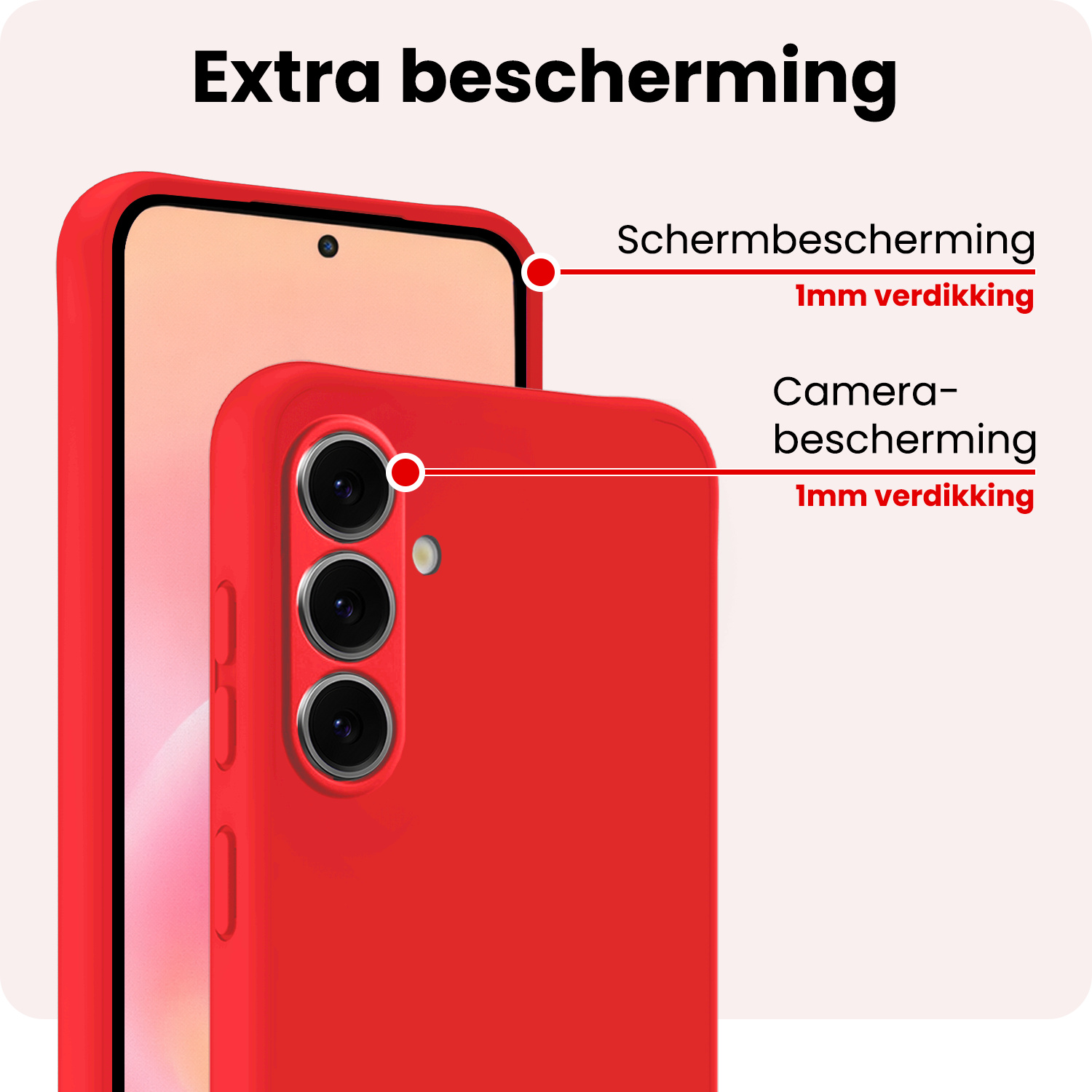 NoXx NoXx Samsung Galaxy A57 Hoesje Siliconen Met Screenprotector - Rood