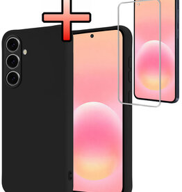 NoXx NoXx Samsung Galaxy A57 Hoesje Siliconen Met Screenprotector - Zwart