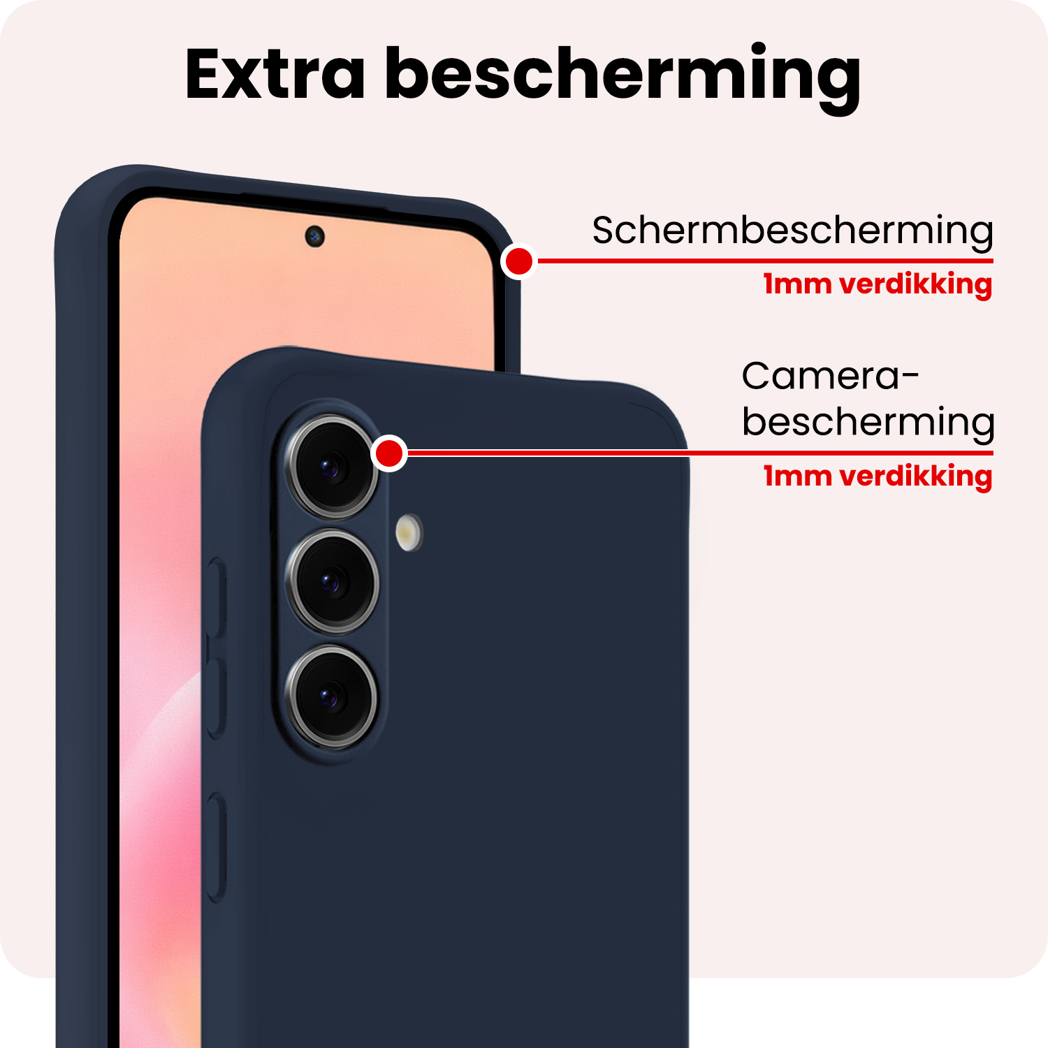 NoXx NoXx Samsung Galaxy A57 Hoesje Siliconen Met 2x Screenprotector - Donkerblauw