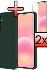 NoXx NoXx Samsung Galaxy A57 Hoesje Siliconen Met 2x Screenprotector - Donkergroen