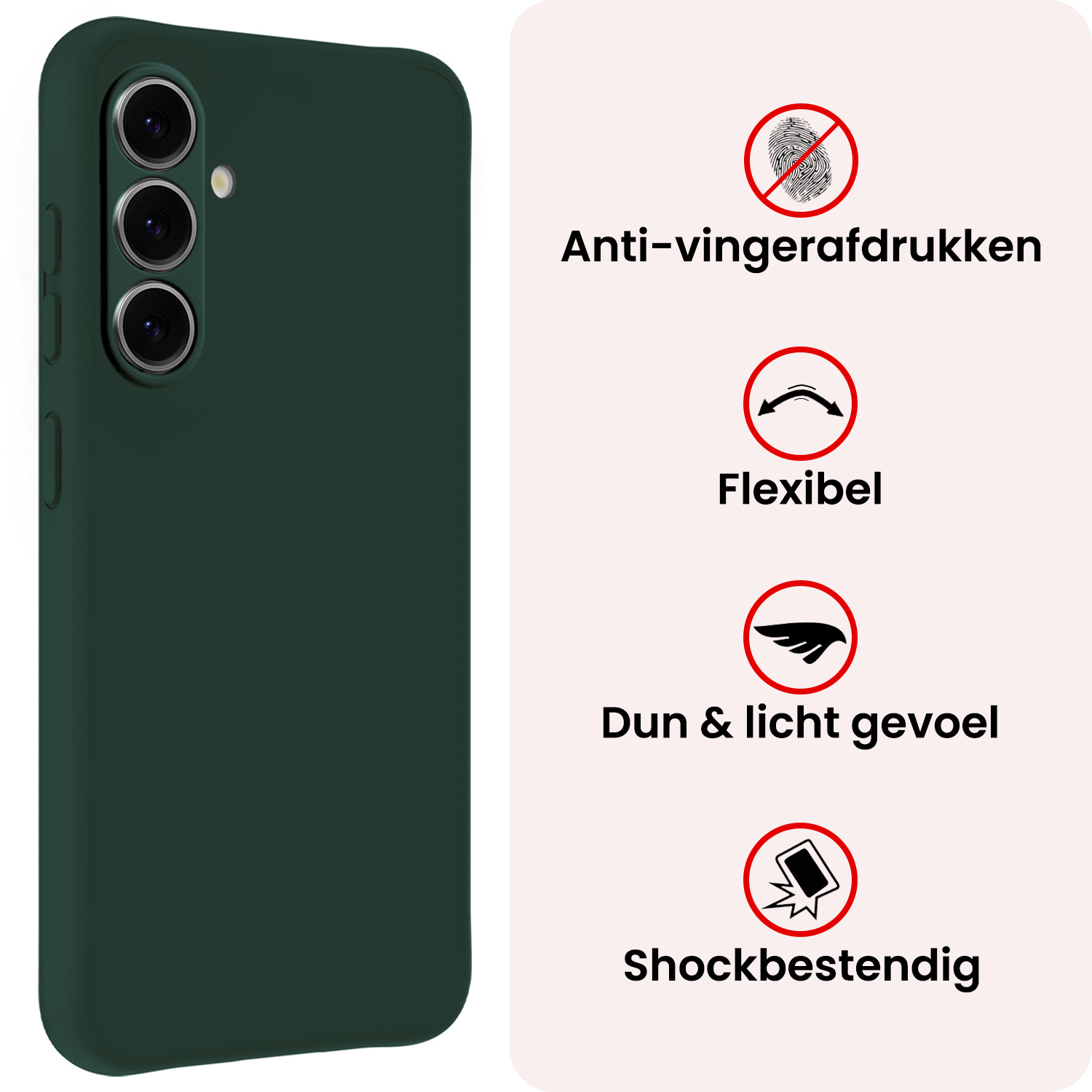 NoXx NoXx Samsung Galaxy A57 Hoesje Siliconen Met 2x Screenprotector - Donkergroen
