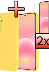 NoXx NoXx Samsung Galaxy A57 Hoesje Siliconen Met 2x Screenprotector - Geel