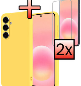 NoXx NoXx Samsung Galaxy A57 Hoesje Siliconen Met 2x Screenprotector - Geel