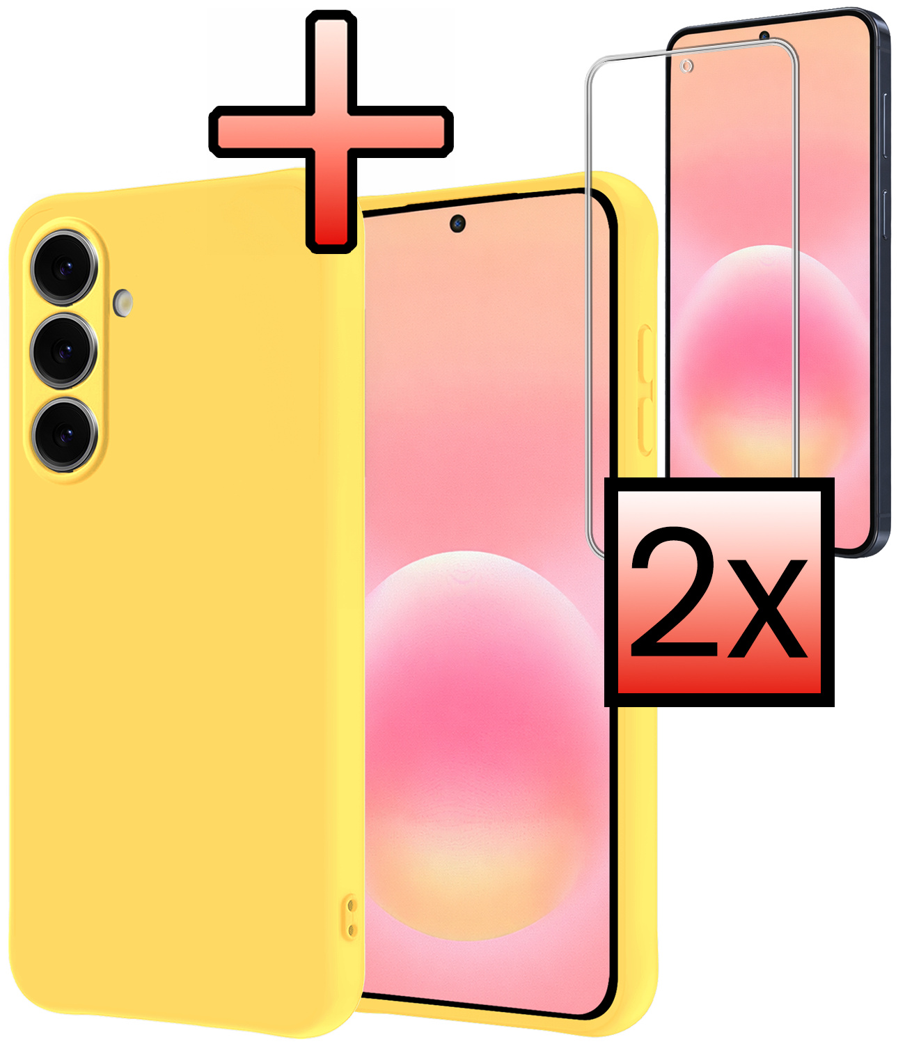 NoXx NoXx Samsung Galaxy A57 Hoesje Siliconen Met 2x Screenprotector - Geel