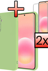 NoXx NoXx Samsung Galaxy A57 Hoesje Siliconen Met 2x Screenprotector - Groen