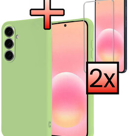 NoXx NoXx Samsung Galaxy A57 Hoesje Siliconen Met 2x Screenprotector - Groen