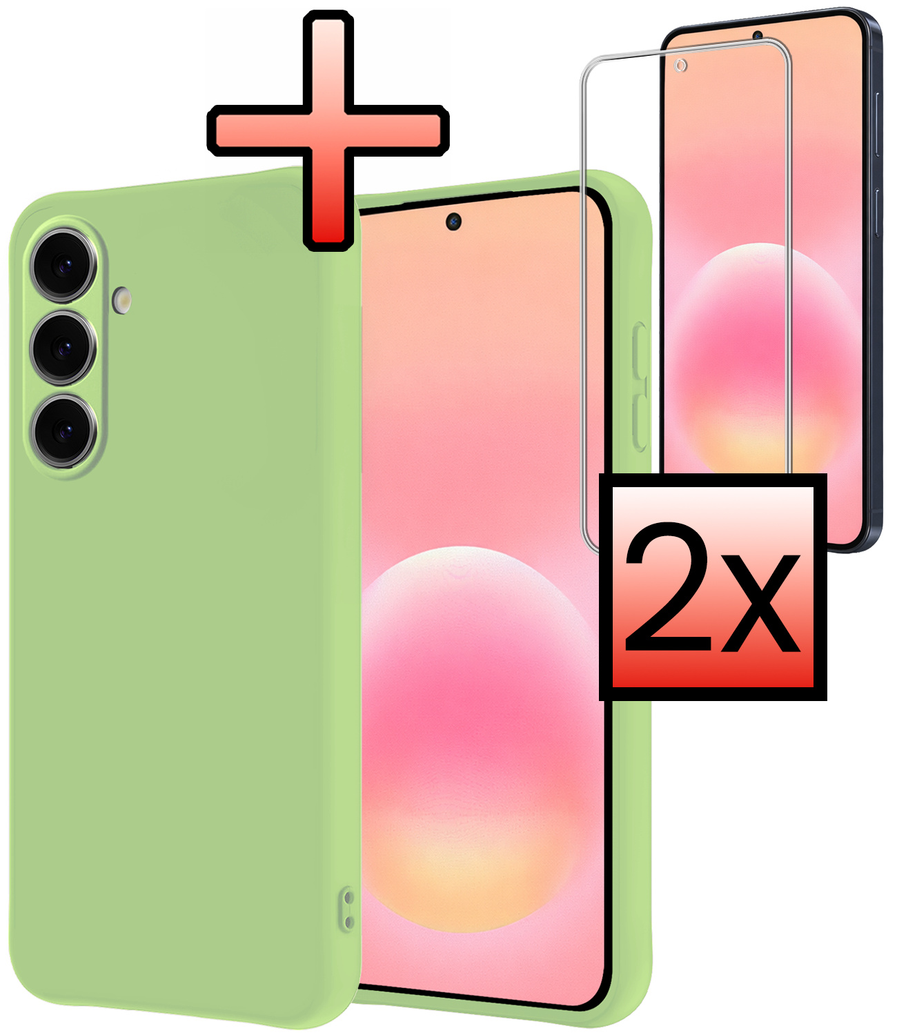 NoXx NoXx Samsung Galaxy A57 Hoesje Siliconen Met 2x Screenprotector - Groen