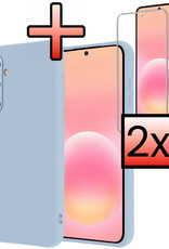 NoXx NoXx Samsung Galaxy A57 Hoesje Siliconen Met 2x Screenprotector - Lichtblauw