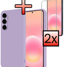 NoXx NoXx Samsung Galaxy A57 Hoesje Siliconen Met 2x Screenprotector - Lila