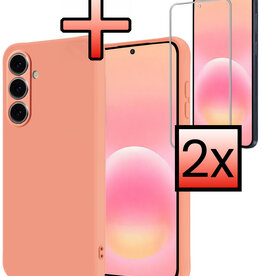 NoXx NoXx Samsung Galaxy A57 Hoesje Siliconen Met 2x Screenprotector - Perzik