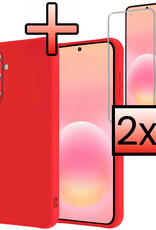 NoXx NoXx Samsung Galaxy A57 Hoesje Siliconen Met 2x Screenprotector - Rood