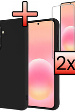 NoXx NoXx Samsung Galaxy A57 Hoesje Siliconen Met 2x Screenprotector - Zwart