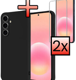 NoXx NoXx Samsung Galaxy A57 Hoesje Siliconen Met 2x Screenprotector - Zwart