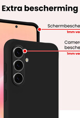 NoXx NoXx Samsung Galaxy A57 Hoesje Siliconen Met 2x Screenprotector - Zwart