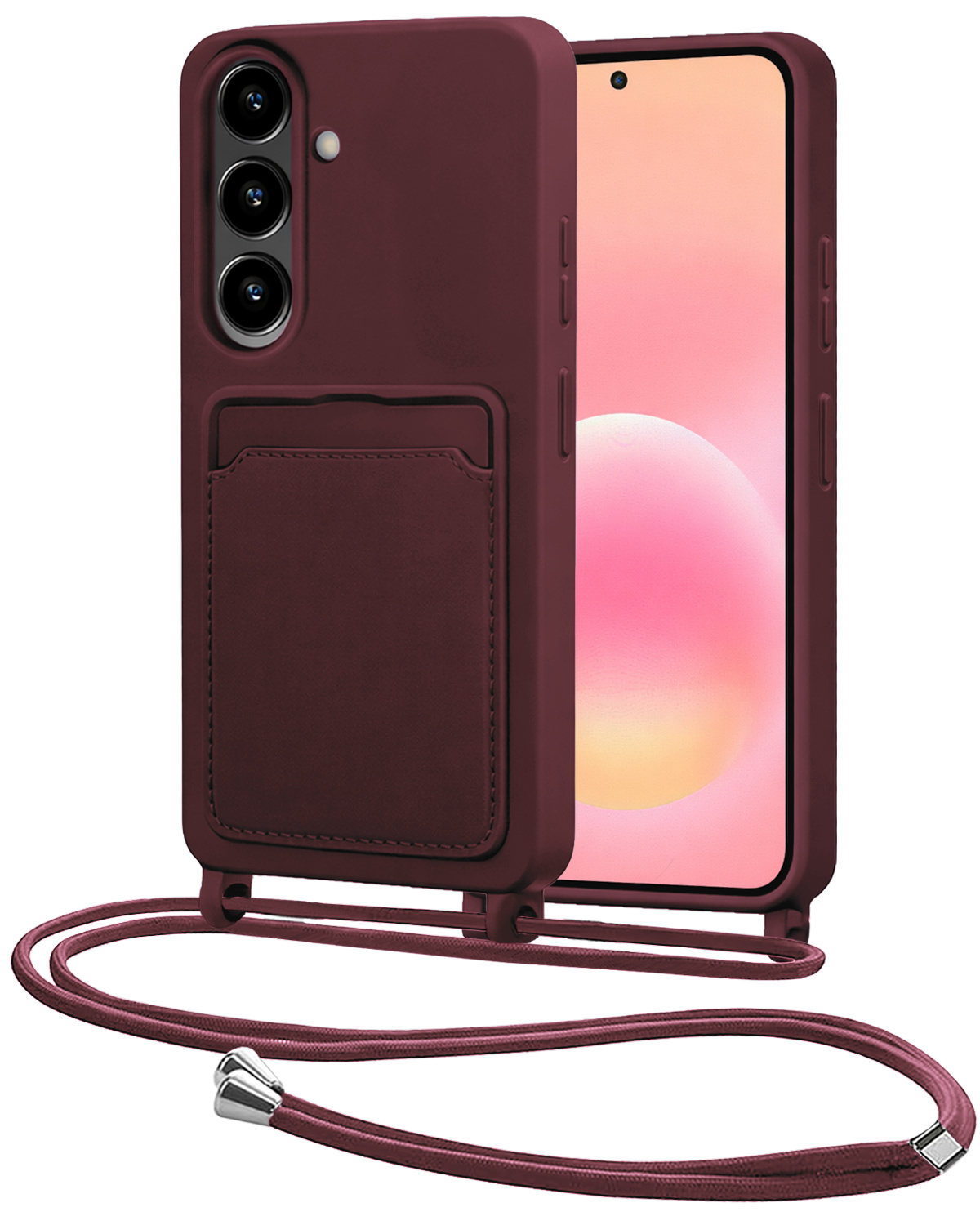 NoXx NoXx Samsung Galaxy A57 Hoesje Pashouder met Koord - Aubergine