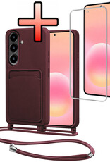 NoXx NoXx Samsung Galaxy A57 Hoesje Pashouder met Koord Met Screenprotector - Aubergine