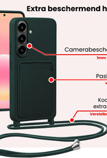 NoXx NoXx Samsung Galaxy A57 Hoesje Pashouder met Koord Met Screenprotector - Donkergroen