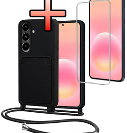 NoXx NoXx Samsung Galaxy A57 Hoesje Pashouder met Koord Met Screenprotector - Zwart