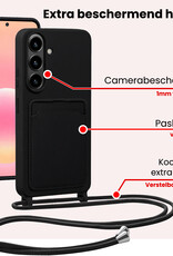 NoXx NoXx Samsung Galaxy A57 Hoesje Pashouder met Koord Met Screenprotector - Zwart